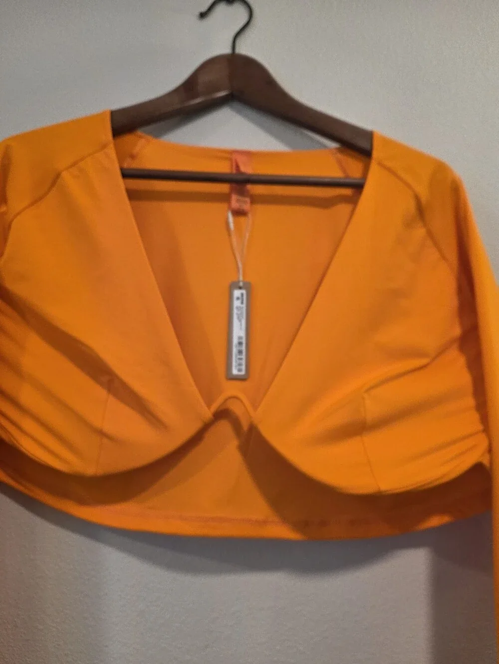 Skims Swim Long Sleeve Underwire Top in Orange -NWT
